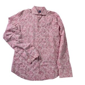 Fedeli‎ Italy Pink Geometric Medallion Print Cotton Stretch Button Up Shirt 40